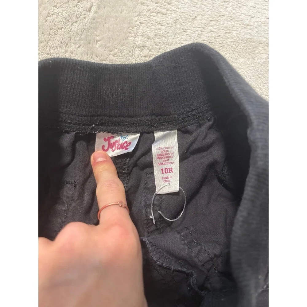 Girls black shorts drawstring Y2K playwear summer cotton basic teens vintage